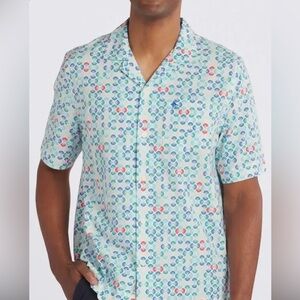 Original Penguin Shell Print Bright White Button Down Collared Shirt Size Medium